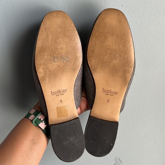 Botkier | Gumetal Silver Shimmer Clare Holiday Loafers Slides size 9 - Picture 4 of 7